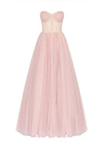 A-Line Sweetheart Floor-Length Tulle Sleeveless Prom Dress-27dress
