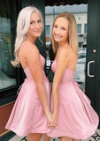 A-line Sweetheart Satin Homecoming Dress With Ruffles - 27Dress