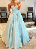 A-Line Sweetheart Satin Sleeveless Floor-Length Prom Dresses-27dress