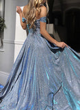 A-line Sweetheart Sequined Sleeveless Floor-Length Prom Dress With Split Front-27dress