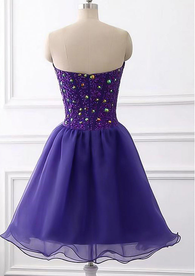 A-Line Sweetheart Sleeveless Tulle Short/Mini Homecoming Dress with Beading Rhinestones-27dress