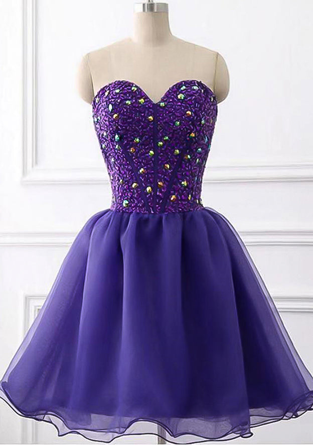 A-Line Sweetheart Sleeveless Tulle Short/Mini Homecoming Dress with Beading Rhinestones-27dress