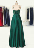 A-line Sweetheart Spaghetti Straps Long/Floor-Length Satin Prom Dress With Appliqued Pockets-27dress