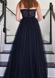 A-Line Sweetheart Strapless Tulle Prom Dress With Appliqued Detail-27dress