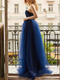 A-Line Sweetheart Tulle Prom Dress With Appliques Lace Split Front-27dress