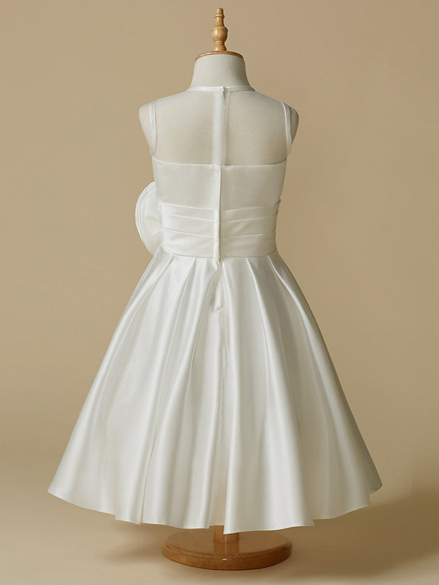 A-Line Taffeta Sleeveless Jewel Neck First Communion Short Flower Girl Dresses-27dress