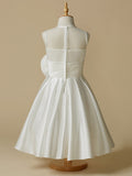 A-Line Taffeta Sleeveless Jewel Neck First Communion Short Flower Girl Dresses-27dress