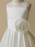 A-Line Taffeta Sleeveless Jewel Neck First Communion Short Flower Girl Dresses-27dress