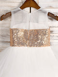 A-Line Tulle Sequined Jewel Neck Wedding First Communion Pageant Flower Girl Dresses-27dress