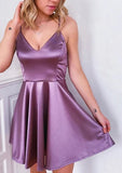 A-line V Neck Charmeuse Short/Mini Homecoming Dress - 27Dress