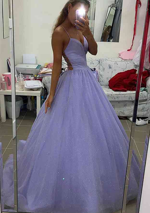 A-Line V Neck Glitter Prom Dress with Pockets for Special Occasions-27dress