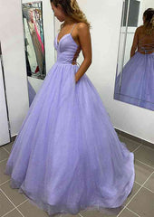 A-Line V Neck Glitter Prom Dress with Pockets for Special Occasions-27dress