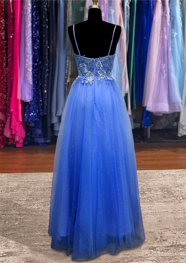 A-line V Neck Sleeveless Ombre Prom Dress with Glitter Beading-27dress