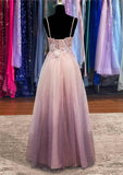 A-line V Neck Sleeveless Ombre Prom Dress with Glitter Beading-27dress