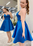 A-Line V-Neck Sleeveless Satin Short Homecoming Dress-27dress