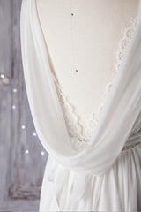 Affordable Asymmetric Chiffon Wedding Dress Lace Appliques Ruffles Bridal Gowns On Sale-27dress