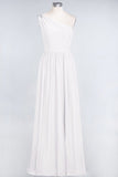 Affordable Chiffon One-Shoulder Ruffle Bridesmaid Dress with Beadings-27dress