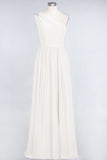 Affordable Chiffon One-Shoulder Ruffle Bridesmaid Dress with Beadings-27dress