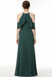 Affordable Cold-shoulder Ruffle Dark Green Bridesmaid Dresses Online-27dress