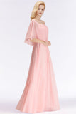 Affordable Flounced Crinkle Halter Bridesmaid Dresses Modest Pink Chiffon Wedding Party Dress-27dress