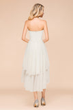 Affordable Hi-Lo Layer Ruffle Ivory Short Bridesmaid Dress with Flower-27dress