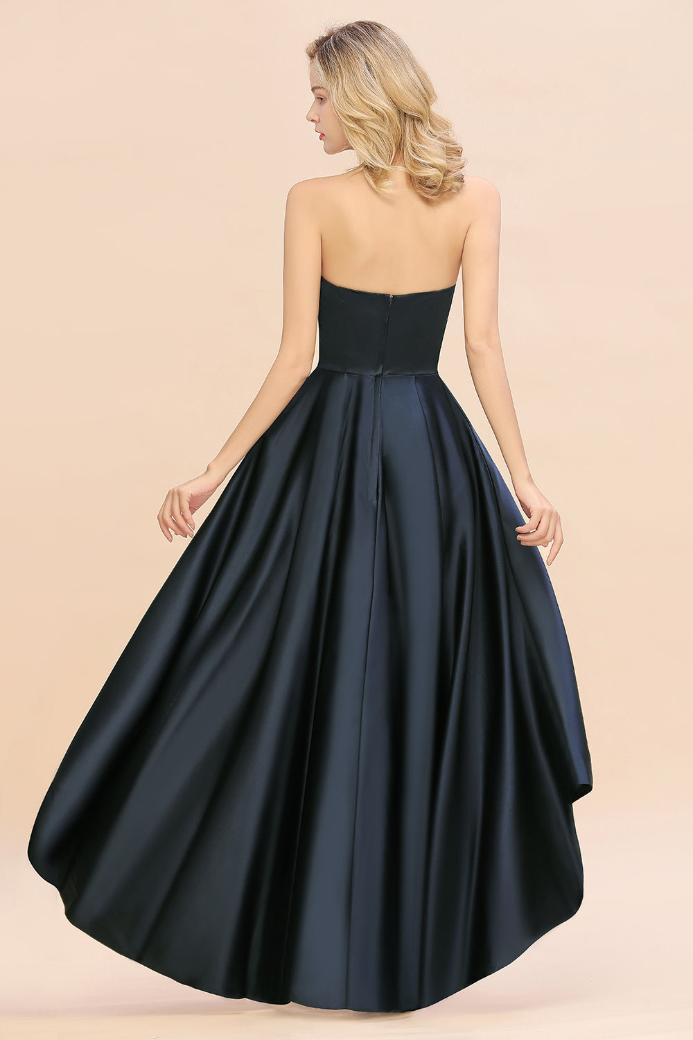 Affordable Hi-Lo Strapless Satin Bridesmaid dresses Online-27dress