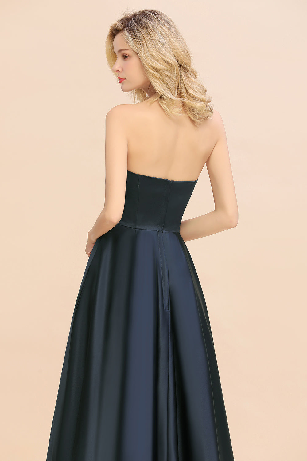 Affordable Hi-Lo Strapless Satin Bridesmaid dresses Online-27dress