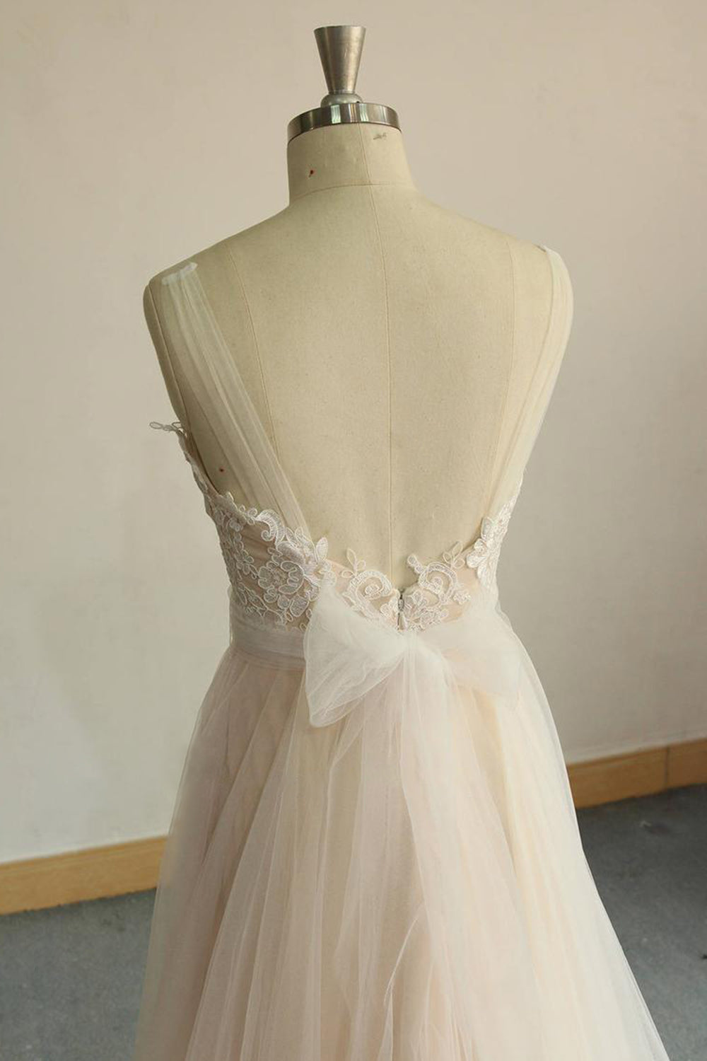 Affordable Jewel Sleeveless A-line Wedding Dresses Tulle Lace Bridal Gowns Online-27dress