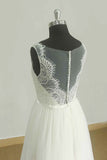 Affordable Jewel Sleeveless Tulle Wedding Dress Appliques Ruffles White Bridal Gowns On Sale-27dress