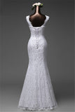 Affordable Lace Jewel Sleeveless Mermaid Wedding Dresses Online-27dress