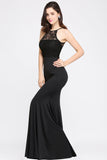 Affordable Mermaid Keyhole Black Lace Bridesmaid Dress Online-27dress