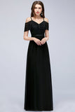 Affordable Off-the-shoulder Black Lace Bridesmaid Dress Online-27dress