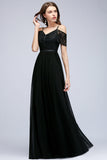 Affordable Off-the-shoulder Black Lace Bridesmaid Dress Online-27dress