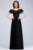 Affordable Off-the-shoulder Black Lace Bridesmaid Dress Online-27dress