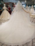 Affordable Off-the-shoulder Jewel Lace Wedding Dresses With Appliques White A-line Ruffles Bridal Gowns On Sale-27dress