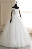Affordable Off-the Shoulder Sweetheart Tulle Wedding Dress Appliques Sleeveless Bridal Gowns with Pearls-27dress
