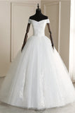 Affordable Off-the Shoulder Sweetheart Tulle Wedding Dress Appliques Sleeveless Bridal Gowns with Pearls-27dress