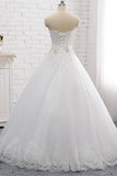 Affordable S-Line Sweetheart Tulle Rhinestones Wedding Dress Lace Appliques Sleeveless Bridal Gowns Online-27dress