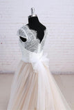 Affordable Shortsleeves Straps V-neck Wedding Dress Tulle Ruffles Bridal Gowns On Sale-27dress