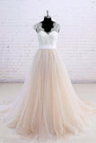 Affordable Shortsleeves Straps V-neck Wedding Dress Tulle Ruffles Bridal Gowns On Sale-27dress