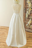 Affordable Sleeveless Straps Jewel Wedding Dresses Satin Appliques Lace Bridal Gowns On Sale-27dress