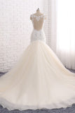 Affordable Strapless Mermaid Tulle Lace Wedding Dress Sweetheart Appliques Bridal Gowns On Sale-27dress