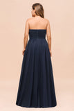 Affordable Strapless Sweetheart Long Bridesmaid Dress with Ruffle-27dress