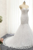 Affordable Strapless Tulle Lace Wedding Dress Sleeveless Sweetheart Bridal Gowns with Appliques On Sale-27dress