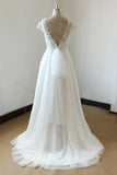 Affordable Straps White Tulle Wedding Dress Appliques Lace A-line Bridal Gowns On Sale-27dress