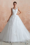 Affordable Sweetheart Sleeveless White Lace Wedding Dresses Online-27dress