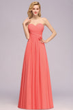 Affordable Sweetheart Strapless Chiffon Bridesmaid Dress with Flower-27dress