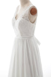 Affordable V-neck Lace Chiffon A-line Wedding Dress On Sale-27dress