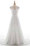 Affordable V-neck Lace Chiffon A-line Wedding Dress On Sale-27dress