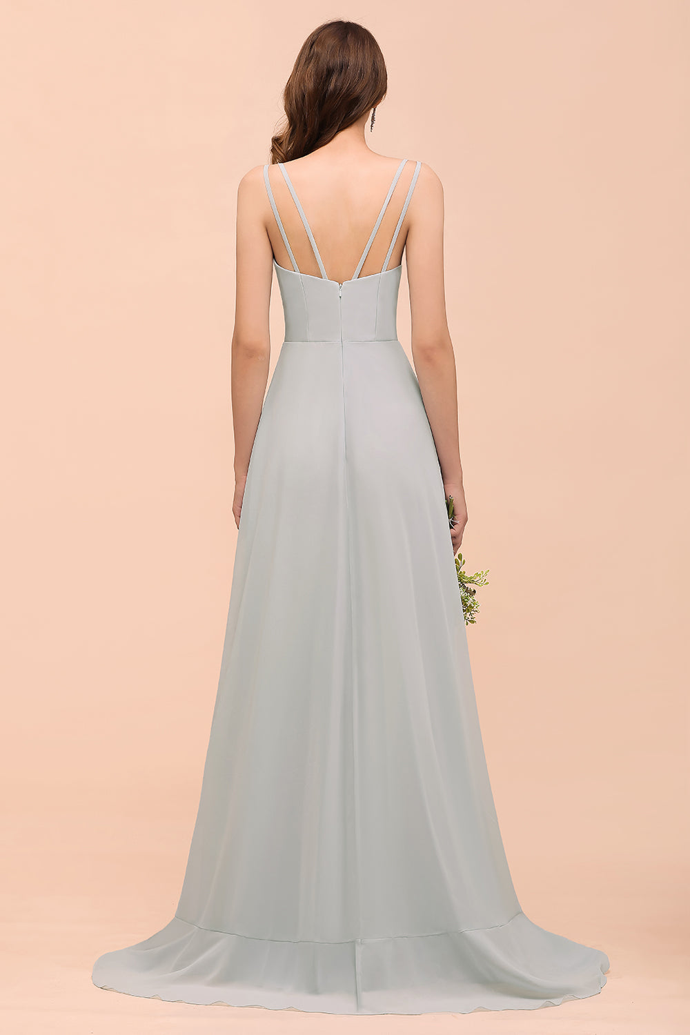 Affordable V-Neck Ruffle Mist Chiffon Bridesmaid Dresses Affordable-27dress